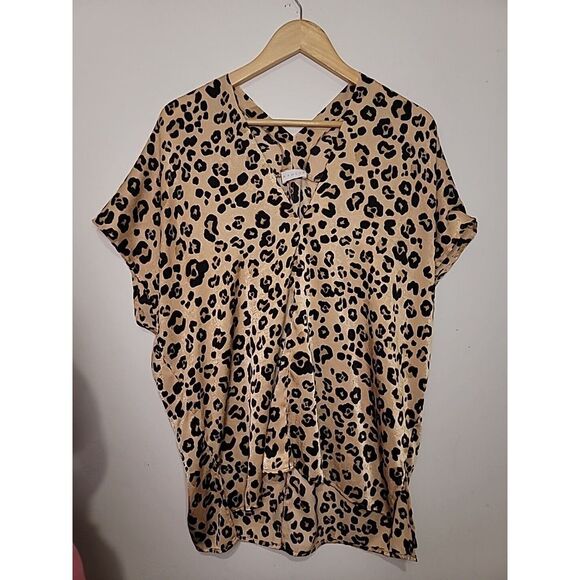 Karlie Women's Top Large Leopard Print Gold‎ Silky Tunic - Picture 1 of 5